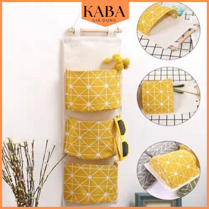 [HÀNG CÓ SẴN] Túi Vải Treo Tường 3 Ngăn Đa Năng, Tiện Lợi, Đựng Đồ Cá Nhân KABA