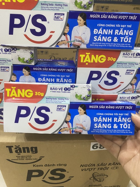 Kem đánh răng P/S ngừa sâu răng 180g tặng P/s 30g