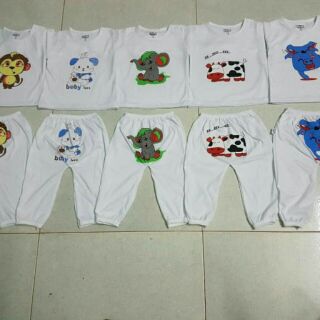 Compo 25 bộ dài trắng in hình thú