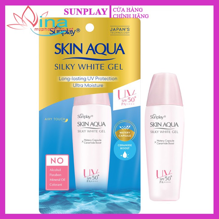 Gel chống nắng dưỡng da trắng mịn Sunplay Skin Aqua Silky Ưhite 30gr