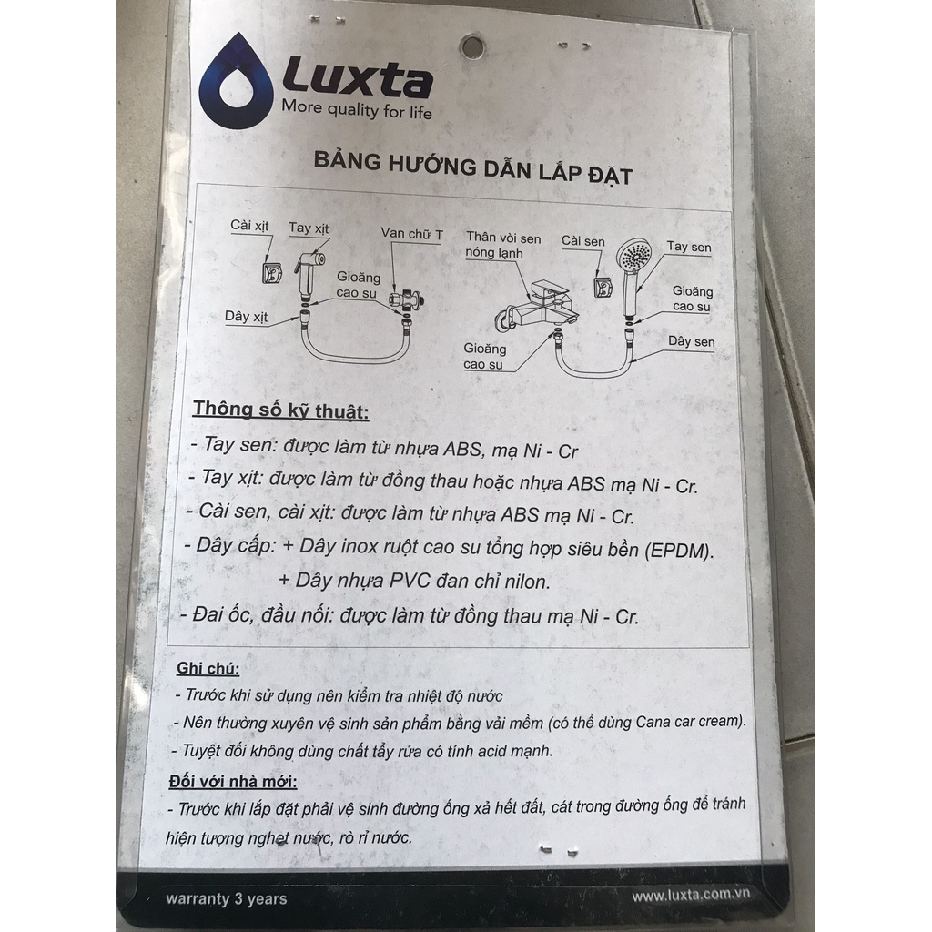 Vòi Xịt vệ sinh Cao cấp Luxta L5104- Hàng chính hãng , bảo hành 12 tháng