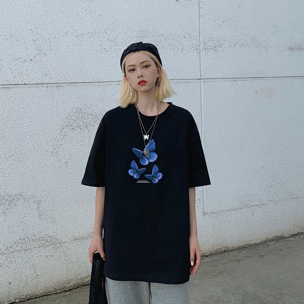 Áo thun tay lỡ 🦋 3 CON BƯỚM 🦋 phông Unisex nam nữ tee oversize form rộng pull Ulzzang Streetwear Hàn Quốc vải mềm