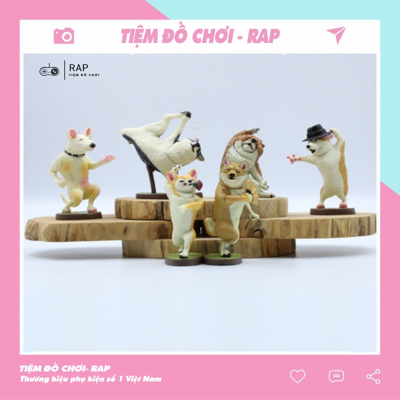 Set 6 mô hình chó khiêu vũ cực cute trang trí góc làm việc, bàn học