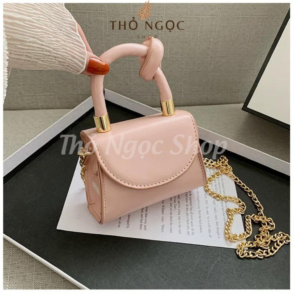 Túi Xách Nữ MIni Đeo Chéo Cute Dây Xích Có Thể Cầm Tay Chất Da Bóng Size 13