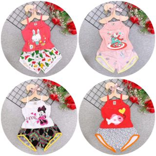 XẢ A111/160 (20kg_40kg) đồ bộ quần áo sát nách bé gái size đại. Chất cotton 4 chiều mịn đẹp..