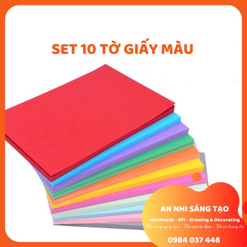 10 tờ giấy bìa màu làm thủ công, ĐL: 160 gsm, màu sắc tươi sáng