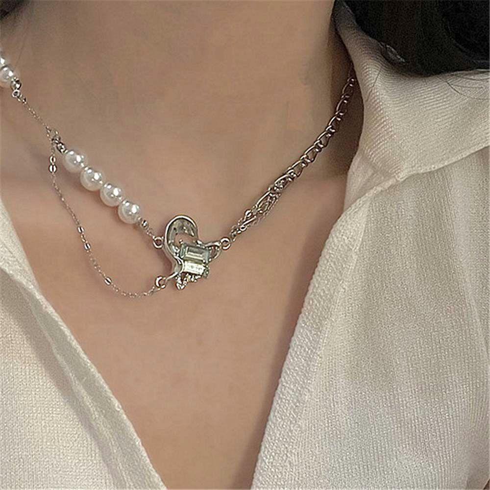 AROMA Vòng Cổ Choker Hình Trái Tim Màu Xanh Lá / Bạc Tùy Chỉnh Phong Cách Hàn Quốc Thời Trang Cho Nữ