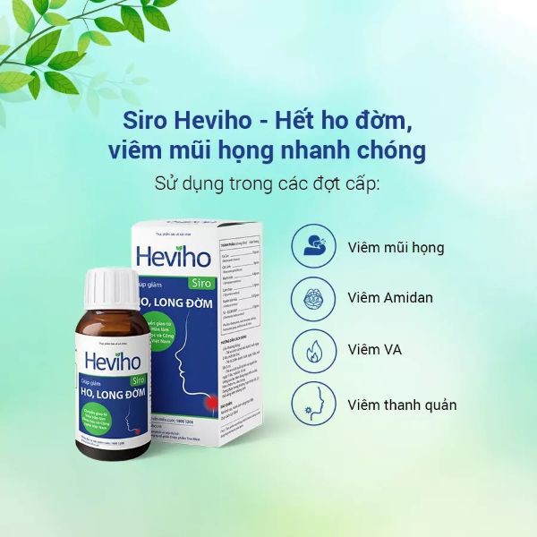 Siro Heviho - Hỗ trợ giảm đau rát họng do ho kéo dài, viêm đường hô hấp, giúp long đờm, tăng cường đề kháng (Chai 100ml)