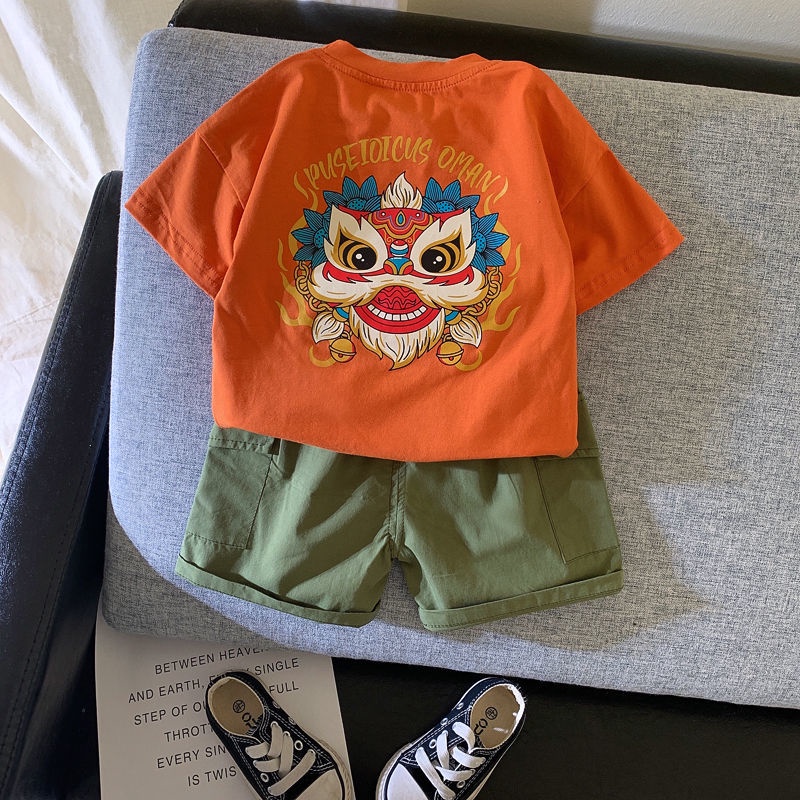 Set Đồ Mùa Hè 2 Món Gồm Áo Tay Cộc In Họa Tiết Hổ + Quần Ngắn Mỏng Cho Bé Trai Và Gái