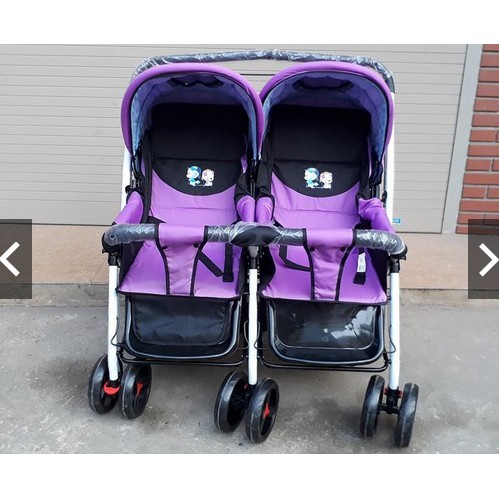 XE ĐẨY ĐÔI 2 CHIỀU CAO CẤP CÓ MÁI CHE, GIỎ ĐỒ, PHANH CHÂN