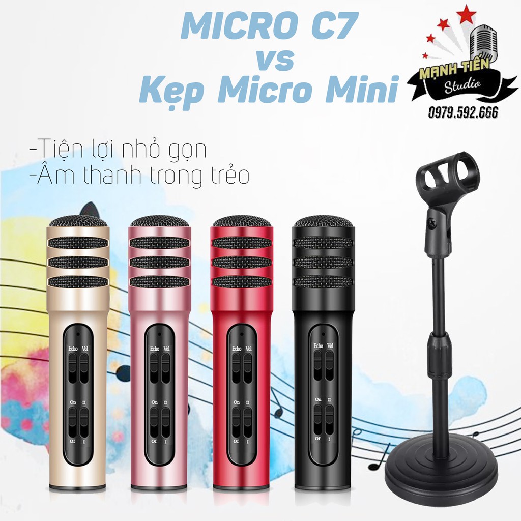 [COMBO TRỌN BỘ] Micro Live Stream C7 kèm chân đỡ micro để bàn tiện lợi hỗ trợ tốt hát live stream facebook, bigo, tiktok