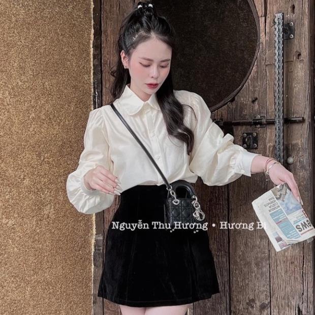 [ 𝐅𝐑𝐄𝐄 𝐒𝐇𝐈𝐏 ] SET SƠ MI CÔNG SỞ CHÂN VÁY NHUNG CHỮ A