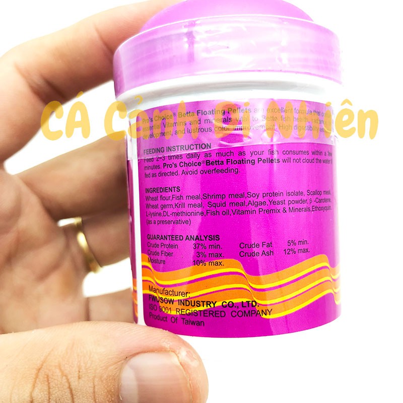 Thức ăn cho cá Betta Pro's Choice dạng hạt lọ TÍM 35 Gram