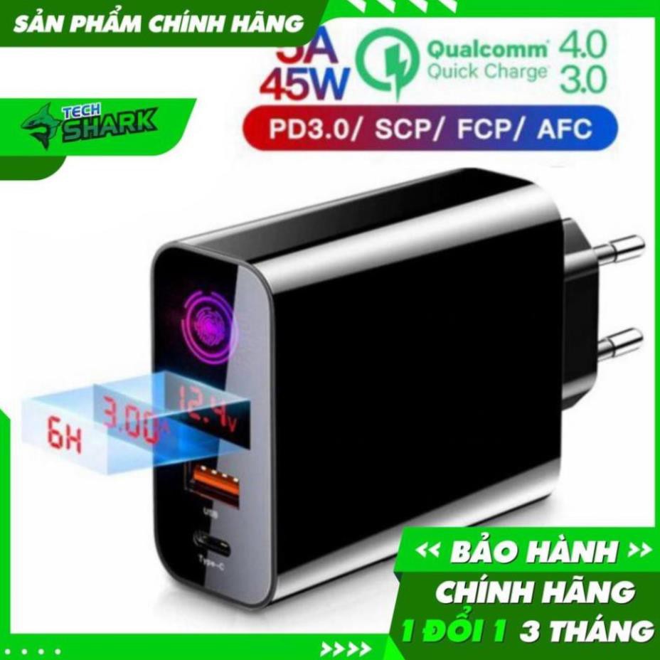 Củ sạc nhanh Baseus Speed PPS 45W hỗ trợ Q.C 4.0/3.0, SCP, PD USB + Type C chế độ hẹn giờ sạc cho iPhone,Samsung,Huawei.