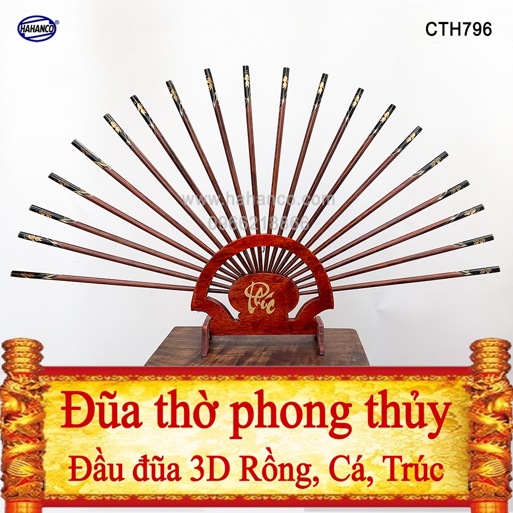 Bộ đũa thờ 10 đôi đũa Cẩm đầu 3D PHONG THỦY - Tâm linh - truyền thống văn hóa Việt