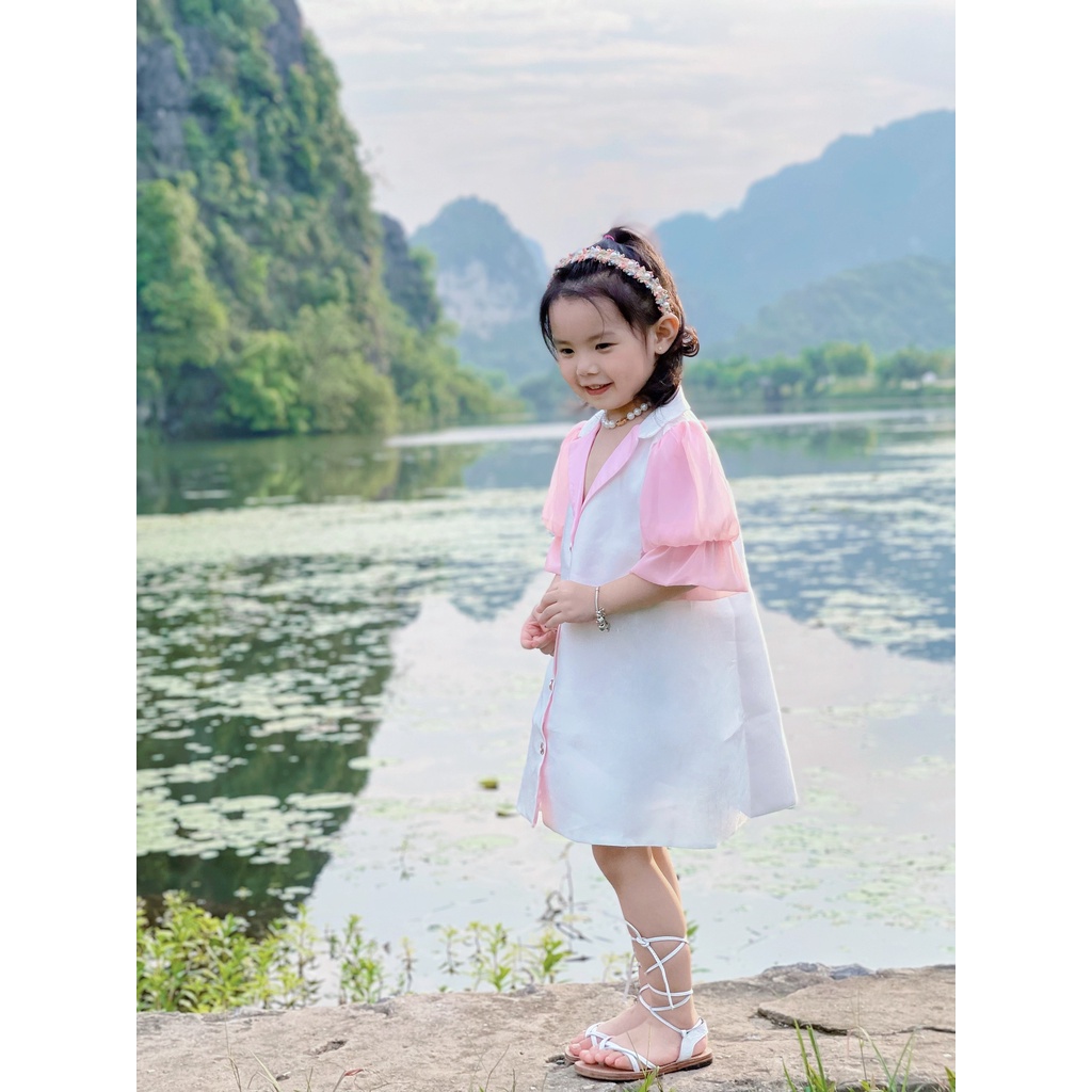 Đầm vest sơ mi cho bé gái HOMI BABY HOUSE váy cho bé gái đi chơi dạo phố