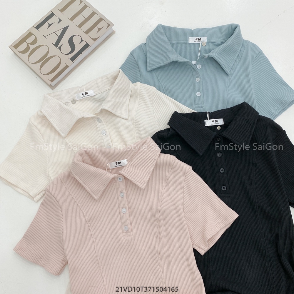 Đầm thun xòe tay ngắn cổ bẻ 2 nút xinh xắn thời trang ulzzang Hàn Quốc VM STYLE 21VD10T371504-21VD12T372204 | BigBuy360 - bigbuy360.vn