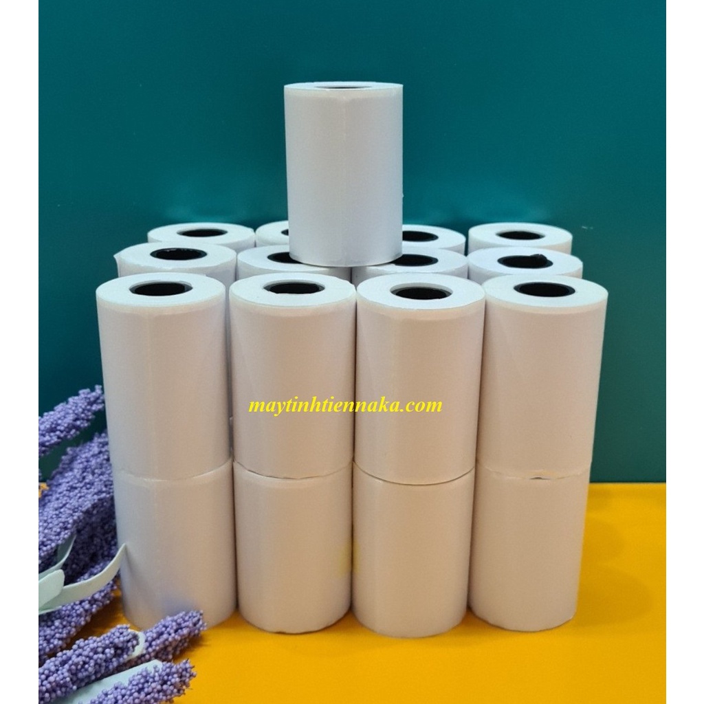 Giấy in nhiệt 52 liên tục  dán  cho máy in bill cầm tay Bluetooth mini con mèo, máy in hóa đơn các dòng 58m