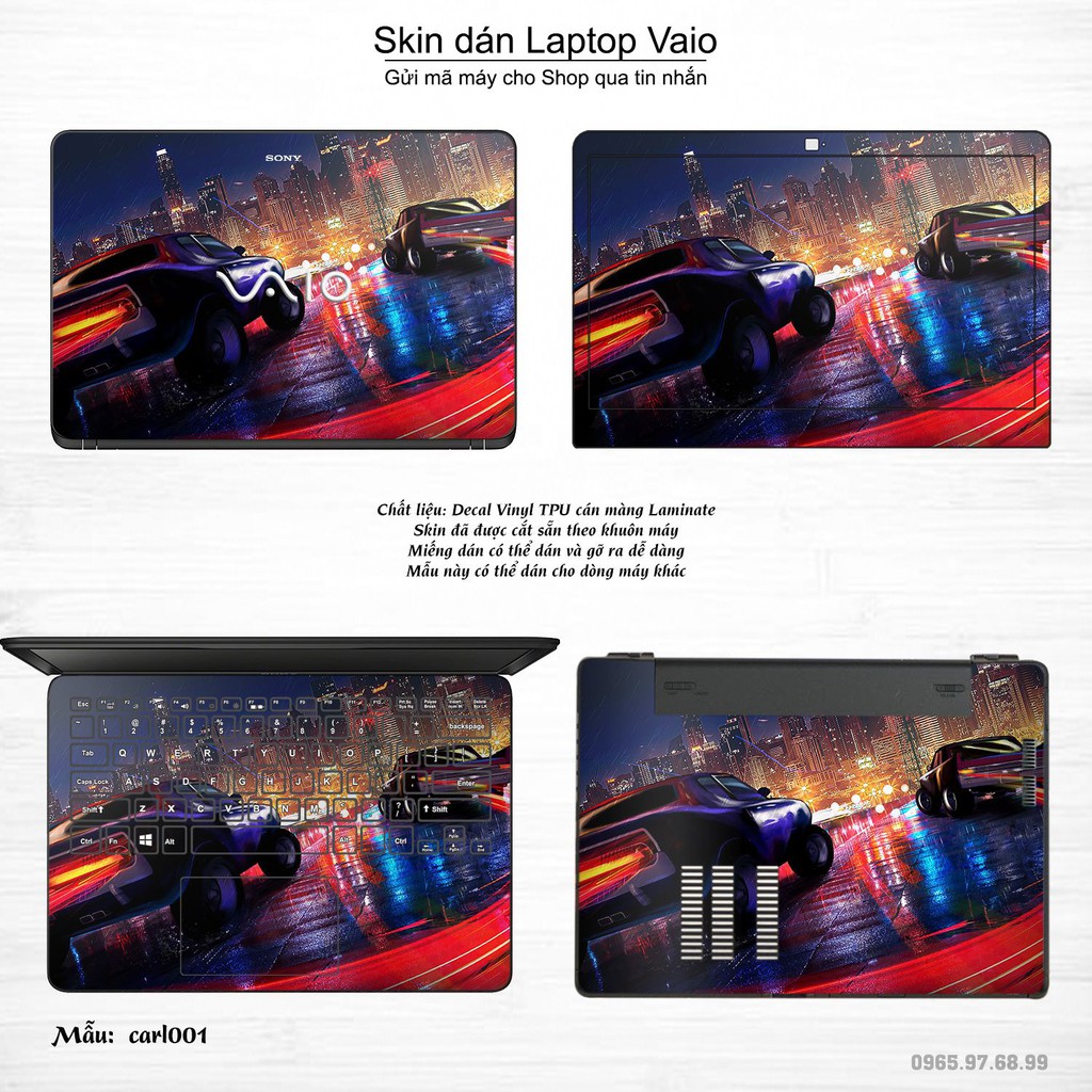 Skin dán Laptop Sony Vaio in hình xe hơi (inbox mã máy cho Shop)