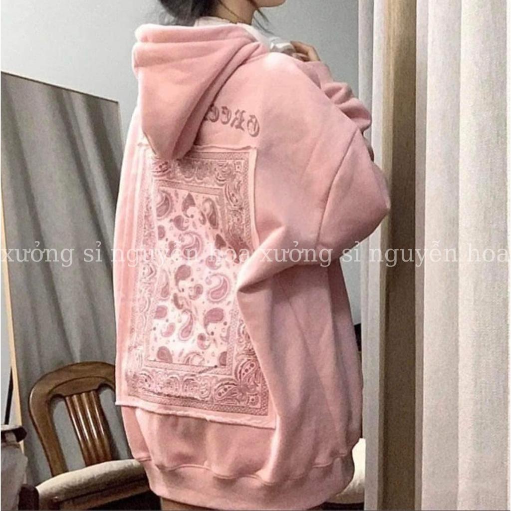 Áo hoodie nỉ Bandana Jolie hồng form rộng unisex nam nữ mặc được chất nỉ ngoại đẹp chuẩn ảnh Xưởng Sỉ Nguyễn Hoa | BigBuy360 - bigbuy360.vn