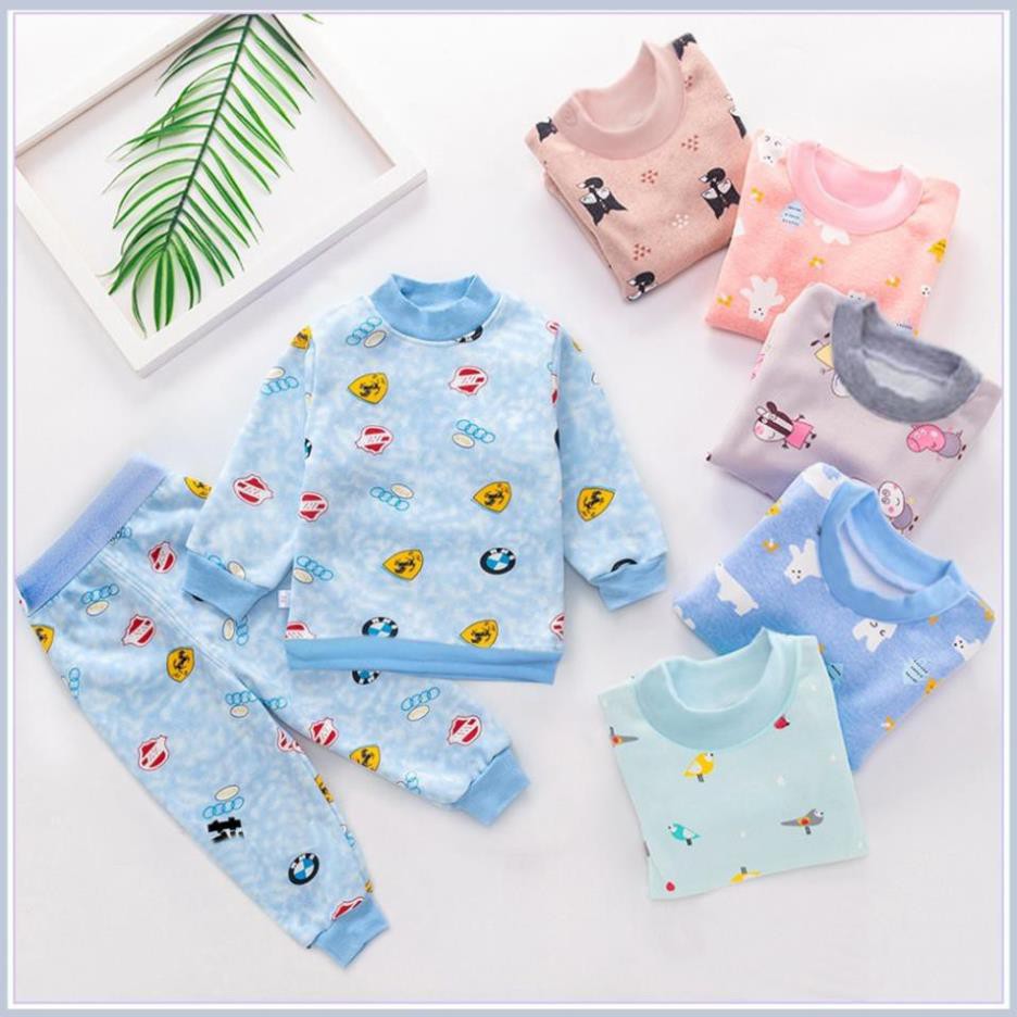 Combo 2 Bộ Quần Áo Nỉ Bông Dài Tay 2 lớp Cho Bé Trai, Bé Gái (5-15kg)- LOẠI MỚI