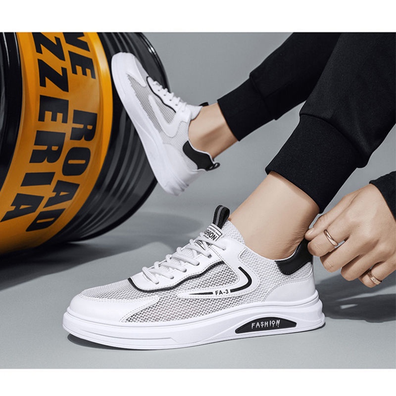 Giày Thể Thao Trắng Phối Lưới Thoáng Khí Khử Mùi Thời Trang Mùa Hè Cho Nam