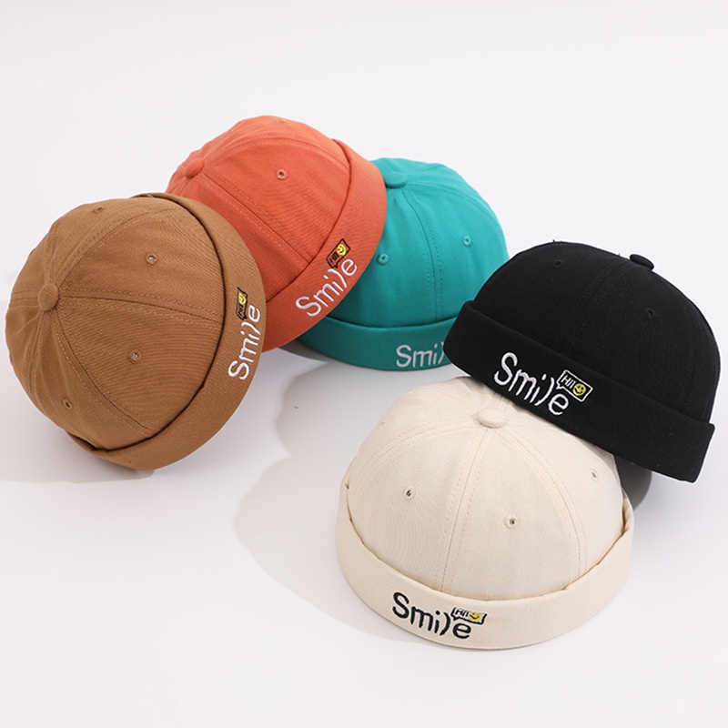 Mũ Beanie Thêu Hình Mặt Cười Dễ Thương Phong Cách Hip hop Thời Trang Cho Trẻ Em