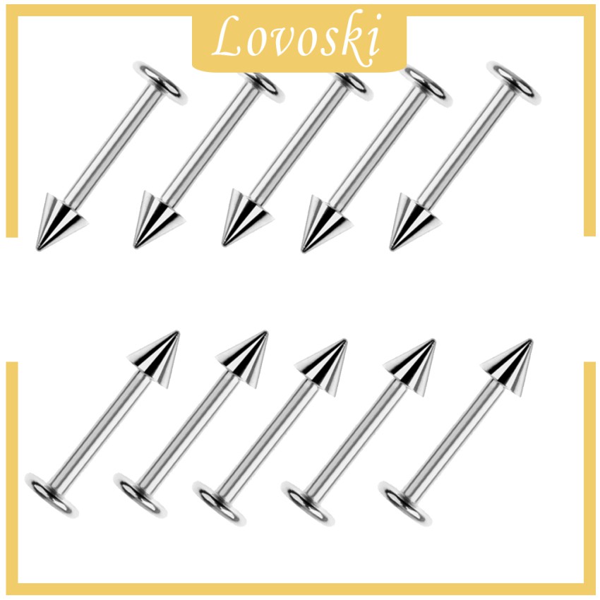 Bộ 10 khuyên môi bằng thép không gỉ an toàn 16g