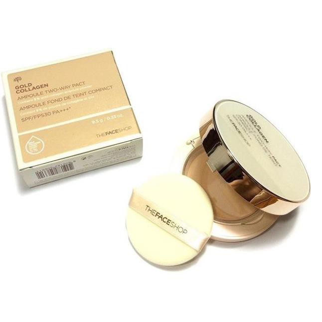 Phấn phủ TheFaceShops Gold Collagen Ampoule TwoWay Pact - Hanzy Store