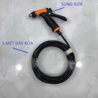 máy rửa xe mini 12v, an toàn, đầu vòi chỉnh chế độ nước