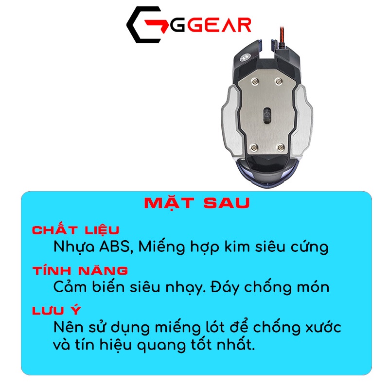 Chuột máy tính gaming GGEAR Mihun MG461 MACRO có dây 3200 dpi LED đổi màu dành cho game thủ văn phòng học tập làm việc