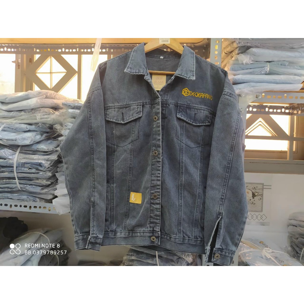 Áo khoác Jeans thêu chữ form rộng UNISEX hàng chuẩn shop áo khoác vn