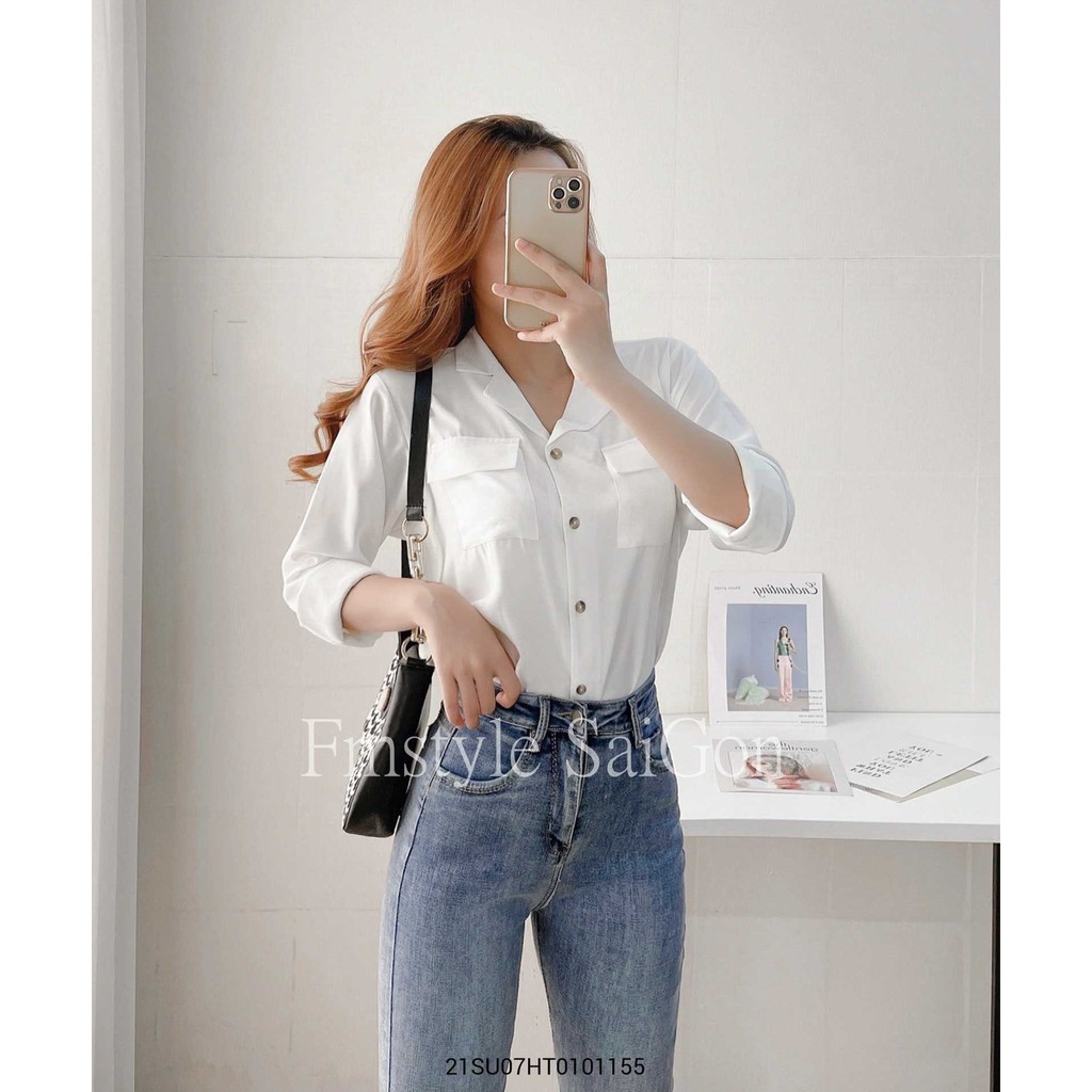 Áo sơ mi tay dài 2 túi hộp ulzzang thời trang Fmstyle Saigon 21SU07HT0101 | BigBuy360 - bigbuy360.vn