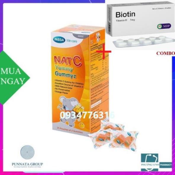 Combo Biotin 5mg+ Kẹo dẻo Nat C Ymmy Gummyz
