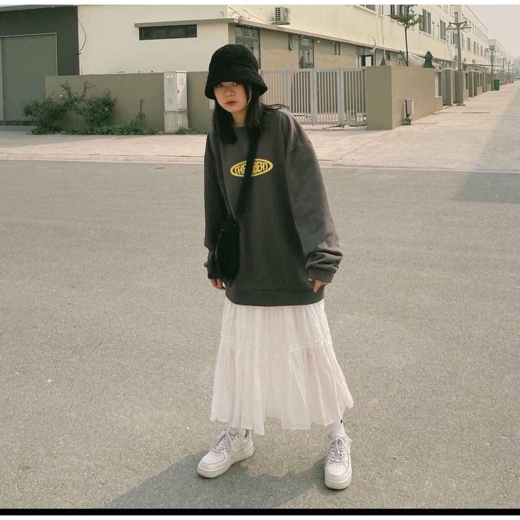 Áo nỉ THEHUBER nữ Meestore - Sweater dáng rộng tay bồng Ullzang Hàn Quốc | BigBuy360 - bigbuy360.vn