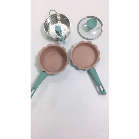 Bộ Nồi,Chảo, Hấp Đá Cao Cấp Cho Bé Ăn Dặm nguyên set