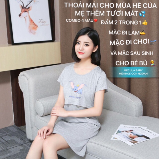 Đầm bầu + đầm cho con bú sau sinh vải modal cao cấp .