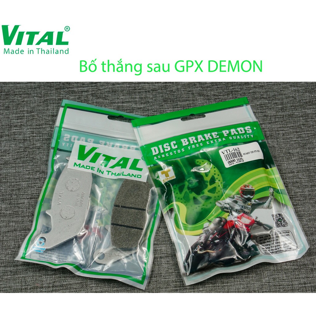 Bố thắng đĩa GPX DEMON 150/250 truớc +sau hiệu VITAL - Má phanh xe máy, bố thắng đĩa VITAL chính hãng Thái lan