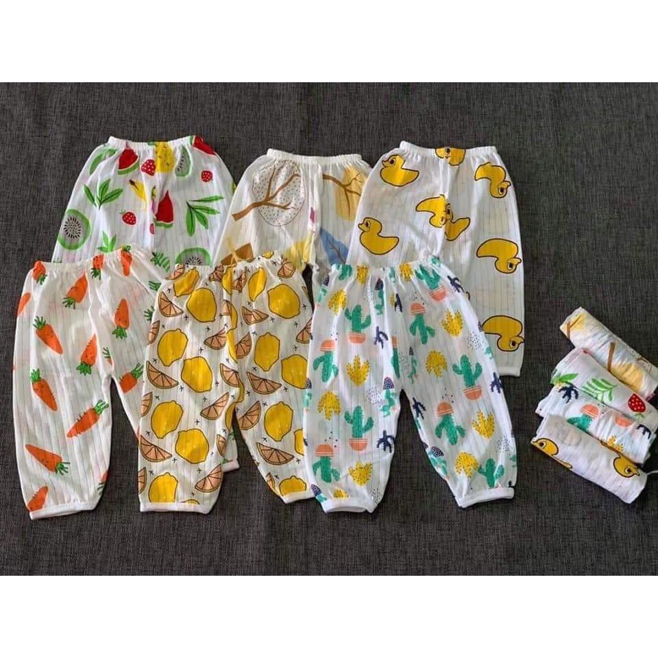 Set 5 cái quần dài cotton giấy cho bé từ 0-15 tháng- Cực thoáng mát