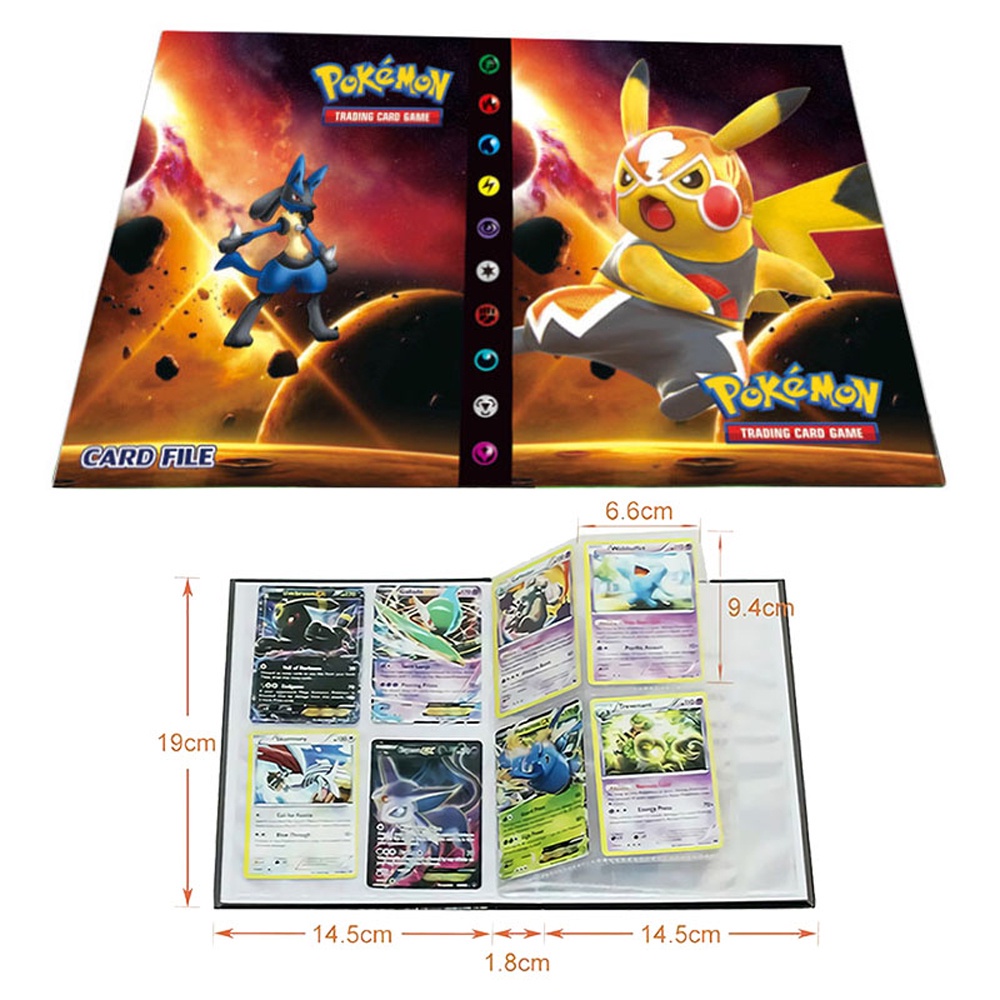 AUGUSTINA for Children Game Cards Album Cartoon Cards Album Book Pokemon Cards Album Pikachu Pokemons Toys 240Pcs Card Collectors Binder Folder for Gifts Card Holder