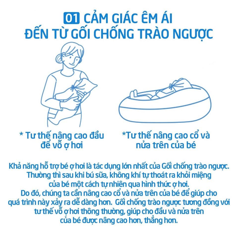 [CHÍNH HÃNG] GỐI CHỐNG TRÀO NGƯỢC ROTOTO BEBE HÀN QUỐC (KÈM VỎ GỐI, TÚI ĐỰNG)