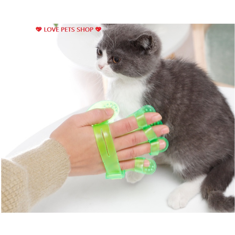 GĂNG TAY TẮM CHO CHÓ MÈO HÌNH NĂM NGÓN TAY &quot;MẪU MỚI&quot; - LOVE PETS SHOP