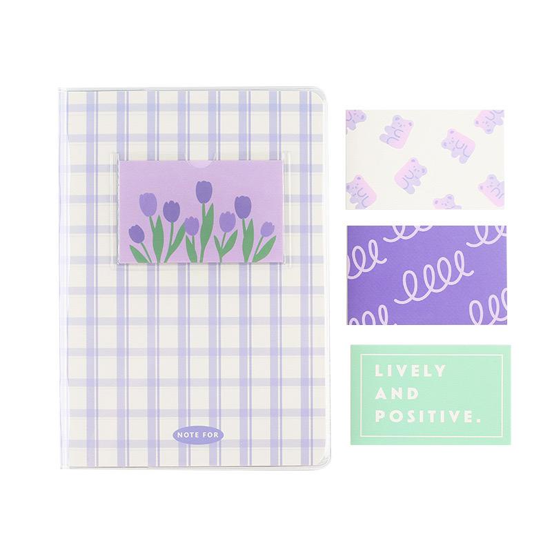 Sổ tay NOTE FOR ruột caro grid định lượng 100gsm kèm bìa nhựa trong và 4 postcards