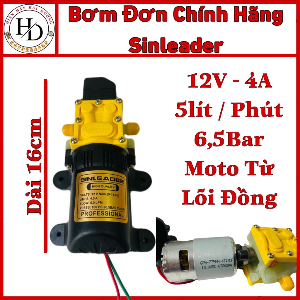 Bơm mini 12V SINLEADER.moto từ.Dùng thay thế cho bình xịt điện.Chế tưới lan,phun sương.BH 6T