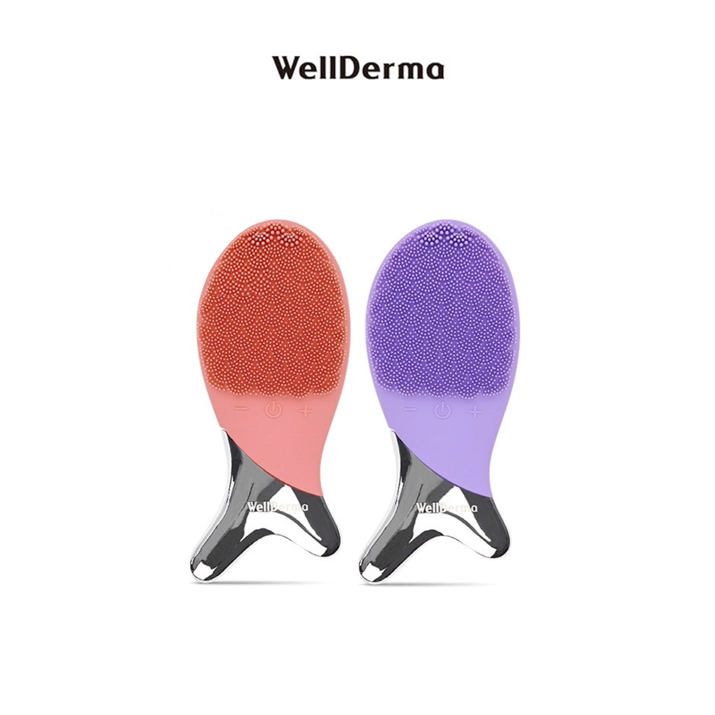 Máy rửa mặt điện WELLDERMA silicon đuôi cá dạng rung mát-xa nhẹ nâng cấp nhiều chức năng và màu sắc