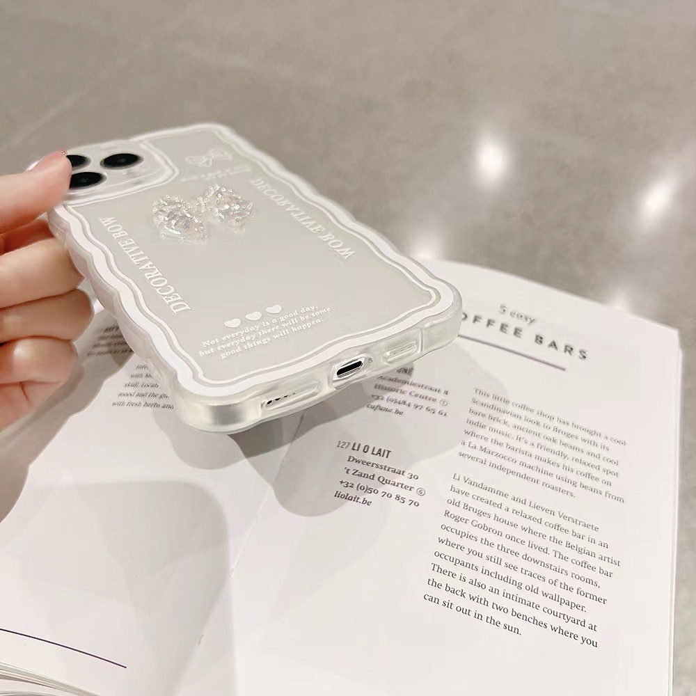 Ốp Điện Thoại tpu Mềm Có Dây Đeo Dạng Gợn Sóng Đính Nơ Cho Iphone 14proamx 12 pro max 11 pro max xs max xr x 13promax
