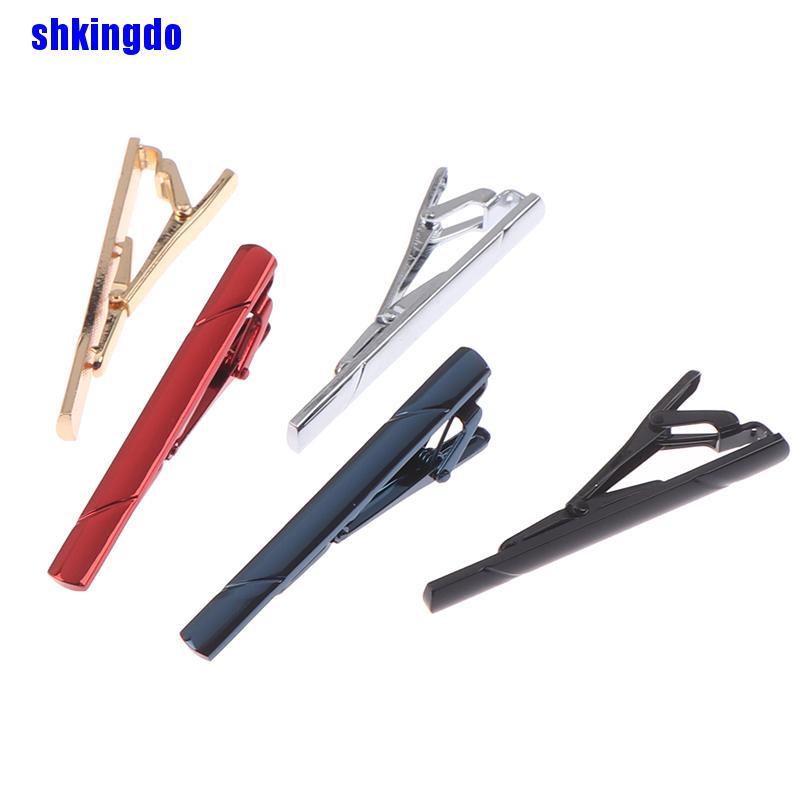 Kẹp cà vạt bằng đồng nhiều màu đơn giản cho nam