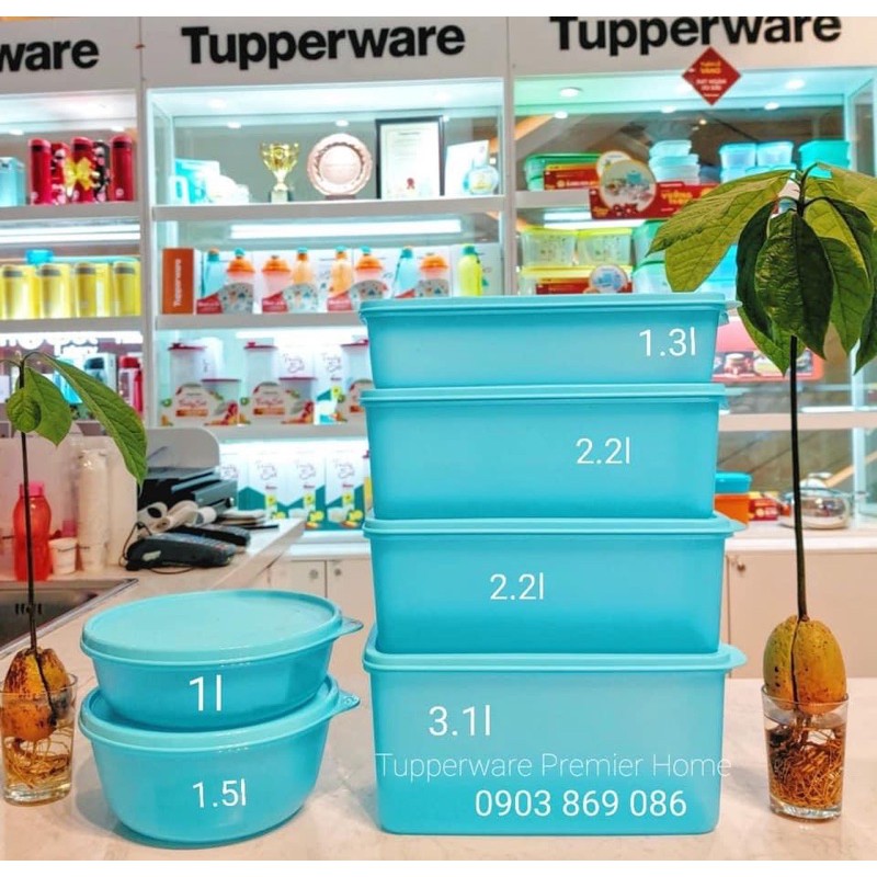 Tupperware - Bộ trữ mát freshia 4 hộp tặng 2 bowl (1lit, 1.5lit) cùng màu