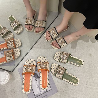Women sandals Korean version red ins one word slippers all kinds of shoes sandals