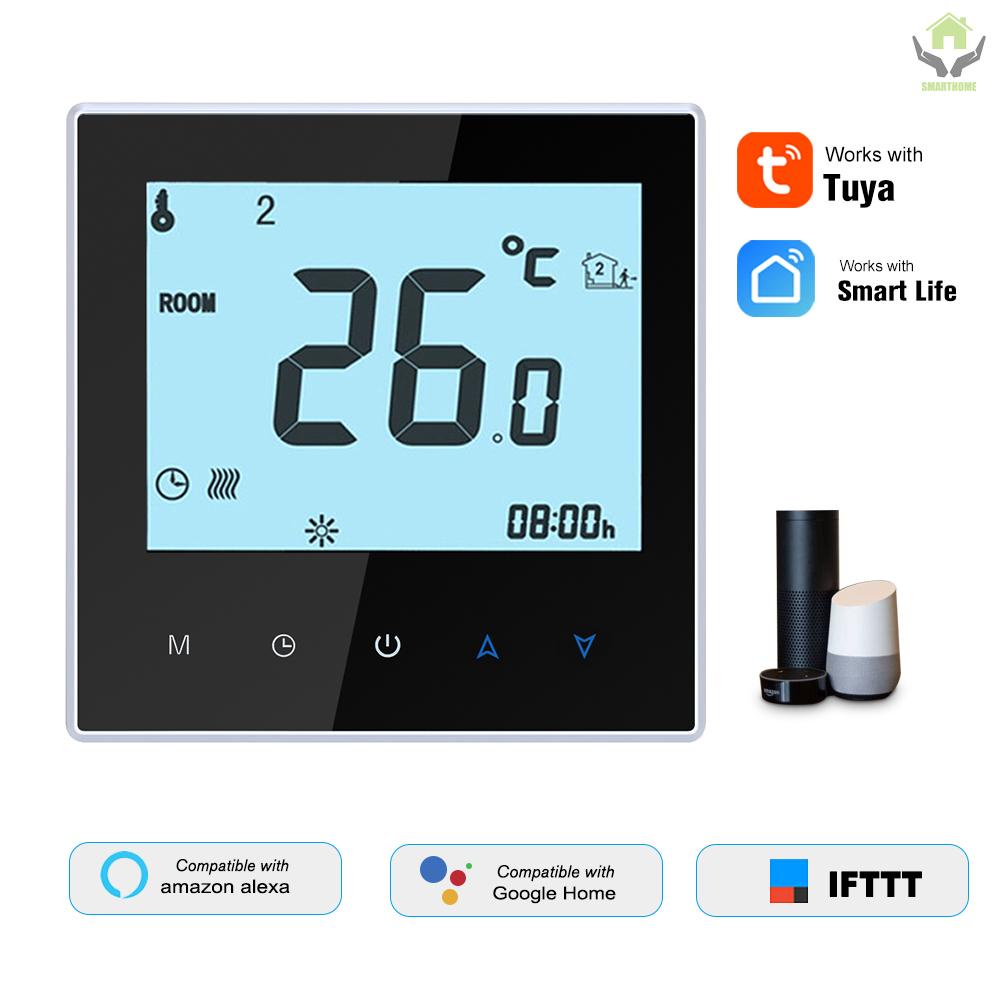 THP1000-GCLW Water/Gas Boiler Thermostat Smart WiFi Digital Temperature Controller Tuya/SmartLife APP Control Backlit LCD Display Programmable Voice Control Compatible with Amazon Echo/Google Home/Tmall Genie/IFTTT 3A AC95-240V